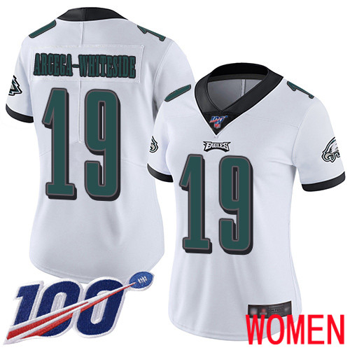 Women Philadelphia Eagles #19 JJ Arcega-Whiteside White Vapor Untouchable NFL Jersey Limited Player 100th->youth nfl jersey->Youth Jersey